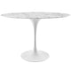 White Lippa 48" Oval-Shaped Artificial Marble Dining Table - No Shipping Charges