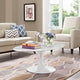 White Lippa 48" Oval-Shaped Artificial Marble Coffee Table
