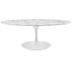 White Lippa 48" Oval-Shaped Artificial Marble Coffee Table
