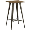 Modway Direct Rustic Modern Farmhouse Steel Metal Square Bar Table with Bamboo Top in Brown