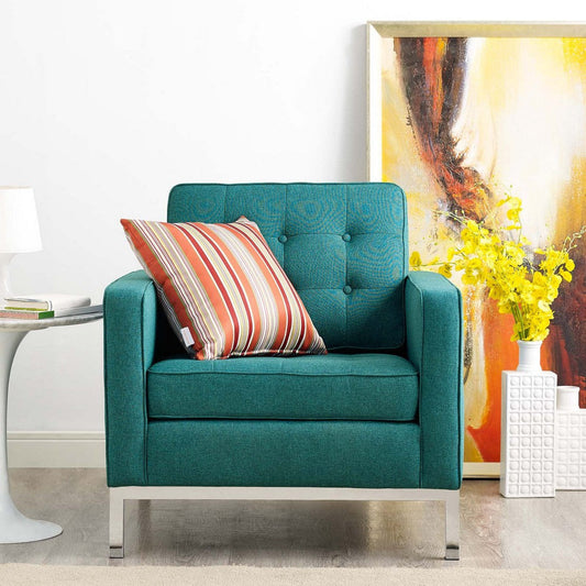 Loft Upholstered Fabric Armchair, Teal - No Shipping Charges