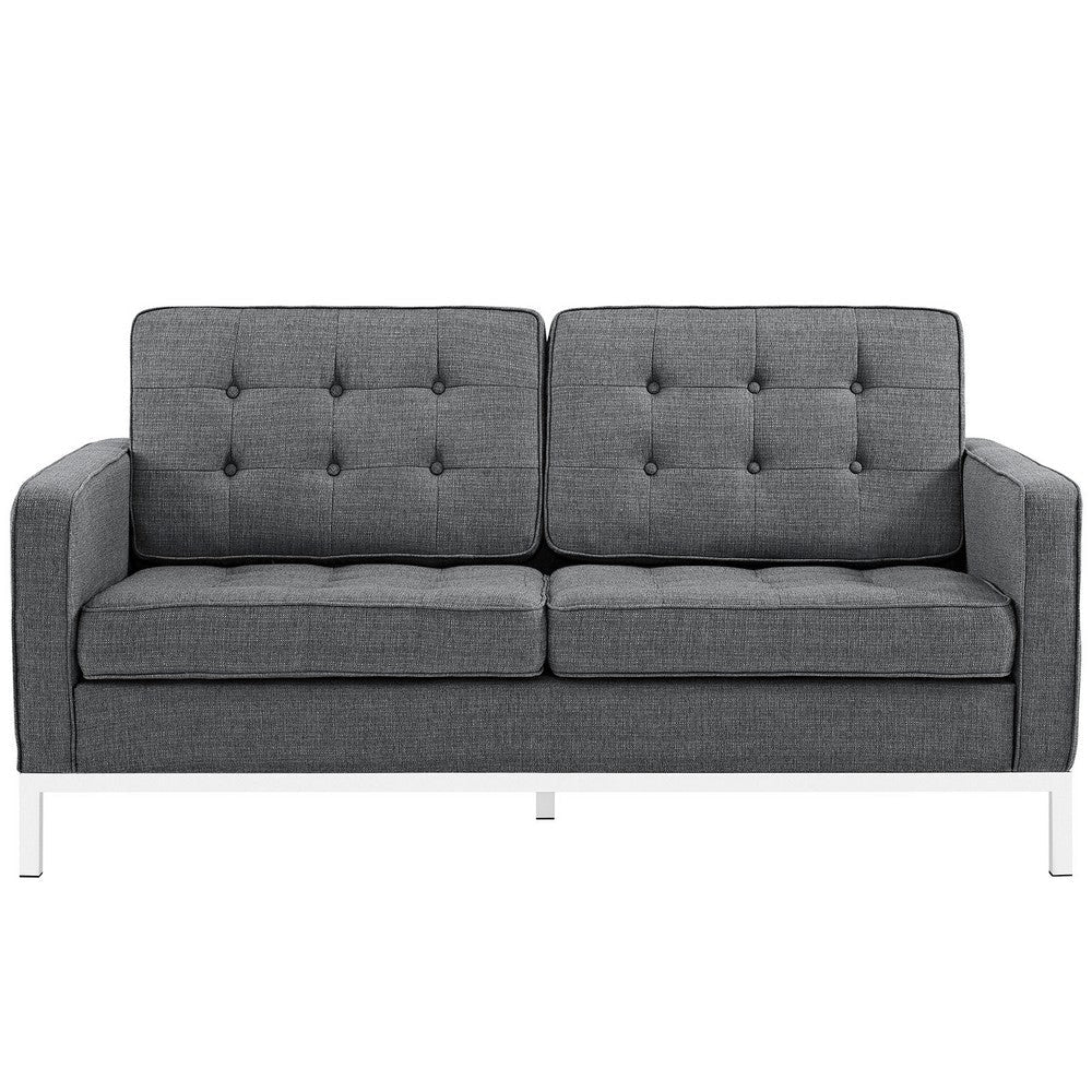 Modway Loft Upholstered Fabric Mid-Century Modern Loveseat In Gray MDY-EEI-2051-DOR