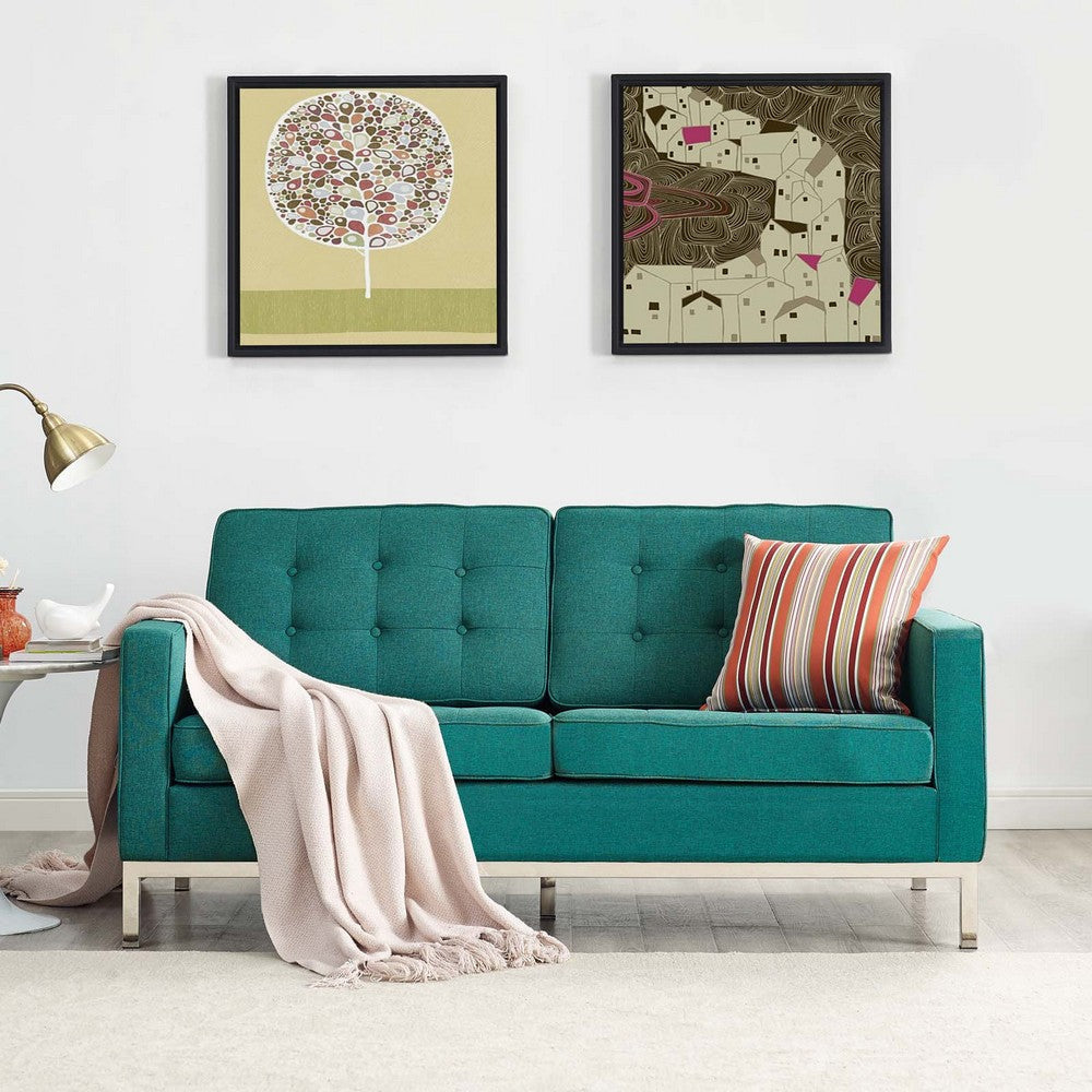 Modway Loft Upholstered Fabric Mid-Century Modern Loveseat In Teal MDY-EEI-2051-TEA