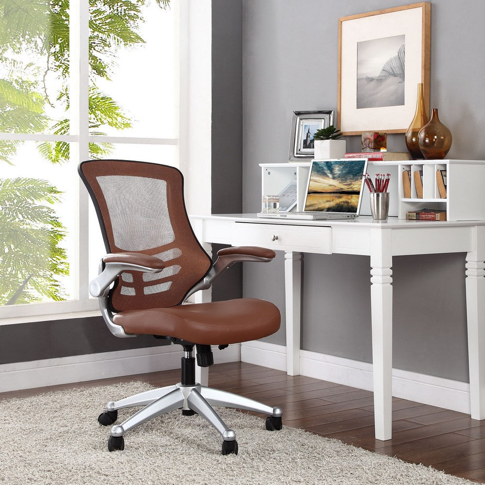 Modway Attainment Mesh Vinyl Modern Office Chair in Tan MDY-EEI-210-TAN