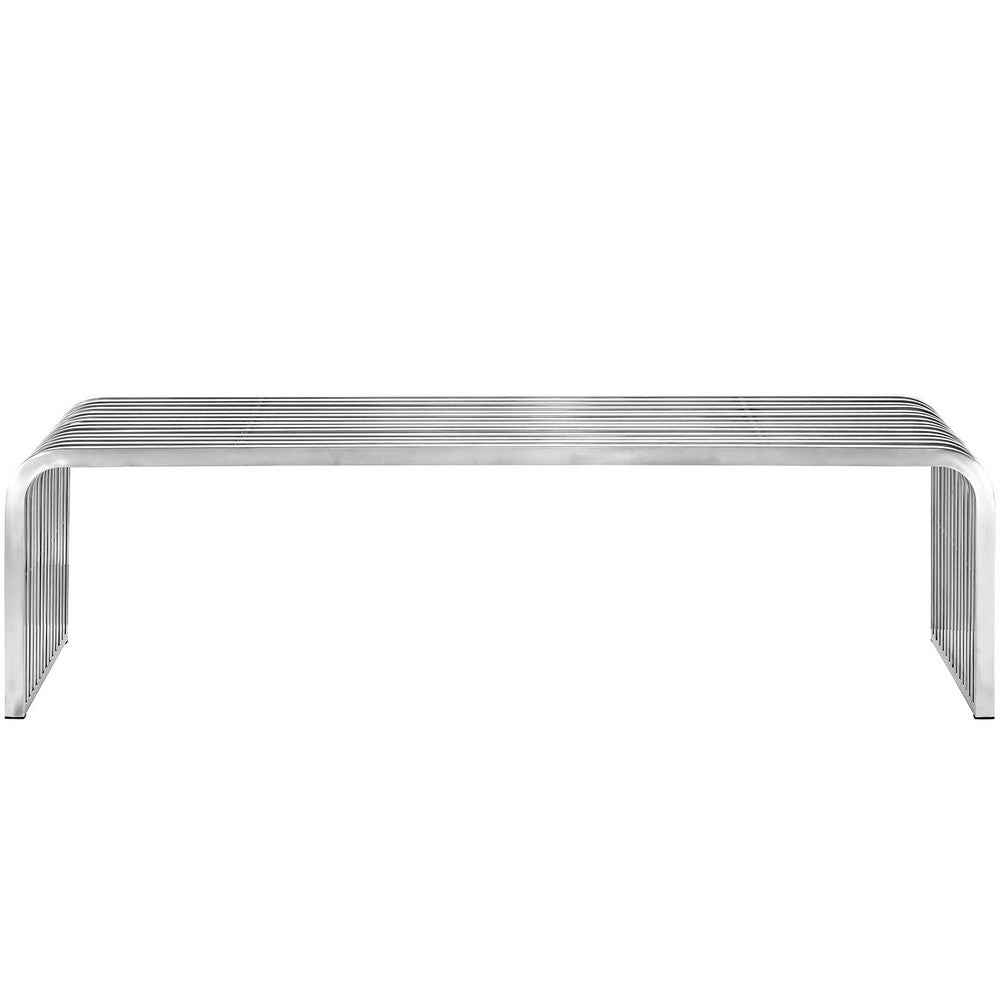 Silver Pipe Stainless Steel Bench - No Shipping Charges