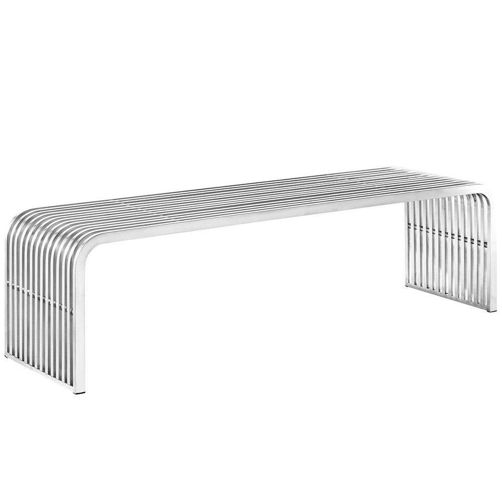 Silver Pipe Stainless Steel Bench - No Shipping Charges