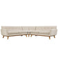 Modway L Shaped Sectional Sofa Engage Mid-Century Modern Upholstered Fabric Beige