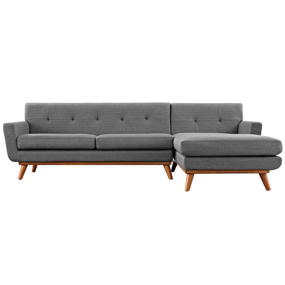 Modway Engage Mid-Century Modern Upholstered Right-Facing Sectional Sofa Gray Fabric MDY-EEI-2119-DOR-SET