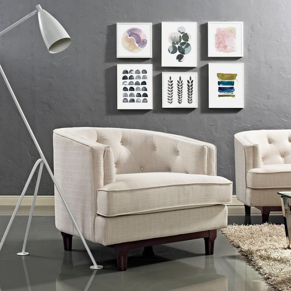 Coast Upholstered Fabric Armchair by Modway| Beige