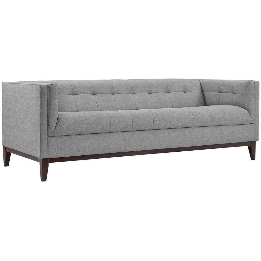 Modway Serve Modern Tuxedo Sofa With Upholstered Tufted Fabric in Light Gray MDY-EEI-2135-LGR