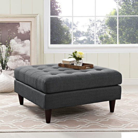 Modway Empress Mid-Century Modern Upholstered Fabric, Large Ottoman, Gray