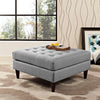 Modway Empress Mid-Century Modern Upholstered Fabric, Large Ottoman, Light Gray