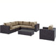 Modway Convene Wicker Rattan 7-Piece Outdoor Patio Sectional Sofa Furniture Set in Espresso Mocha MDY-EEI-2157-EXP-MOC-SET