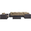 Modway Convene Wicker Rattan 7-Piece Outdoor Patio Sectional Sofa Furniture Set in Espresso Mocha MDY-EEI-2157-EXP-MOC-SET