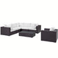 Modway Convene Wicker Rattan 7-pc Outdoor Patio Sectional Sofa Furniture Set in Espresso White MDY-EEI-2157-EXP-WHI-SET