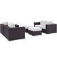 Modway Convene Wicker Rattan 5-Piece Outdoor Patio Furniture Set with Cushions in Espresso White MDY-EEI-2158-EXP-WHI-SET