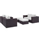 Modway Convene Wicker Rattan 5-Piece Outdoor Patio Furniture Set with Cushions in Espresso White MDY-EEI-2158-EXP-WHI-SET