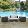 Modway Convene Wicker Rattan 5-Piece Outdoor Patio Furniture Set with Cushions in Espresso White