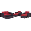 Modway Convene 8-Piece Outdoor Patio Sofa Set with Powder Coated Aluminum Frame in Espresso Red