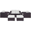 Modway Convene 8-Piece Outdoor Patio Sofa Set with Powder Coated Aluminum Frame in Espresso White MDY-EEI-2159-EXP-WHI-SET