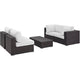 Modway Convene Wicker Rattan 5-Piece Outdoor Patio Furniture Set in Espresso White