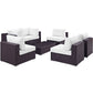 Modway Convene 7-Piece Outdoor Patio Sectional Set in Espresso White