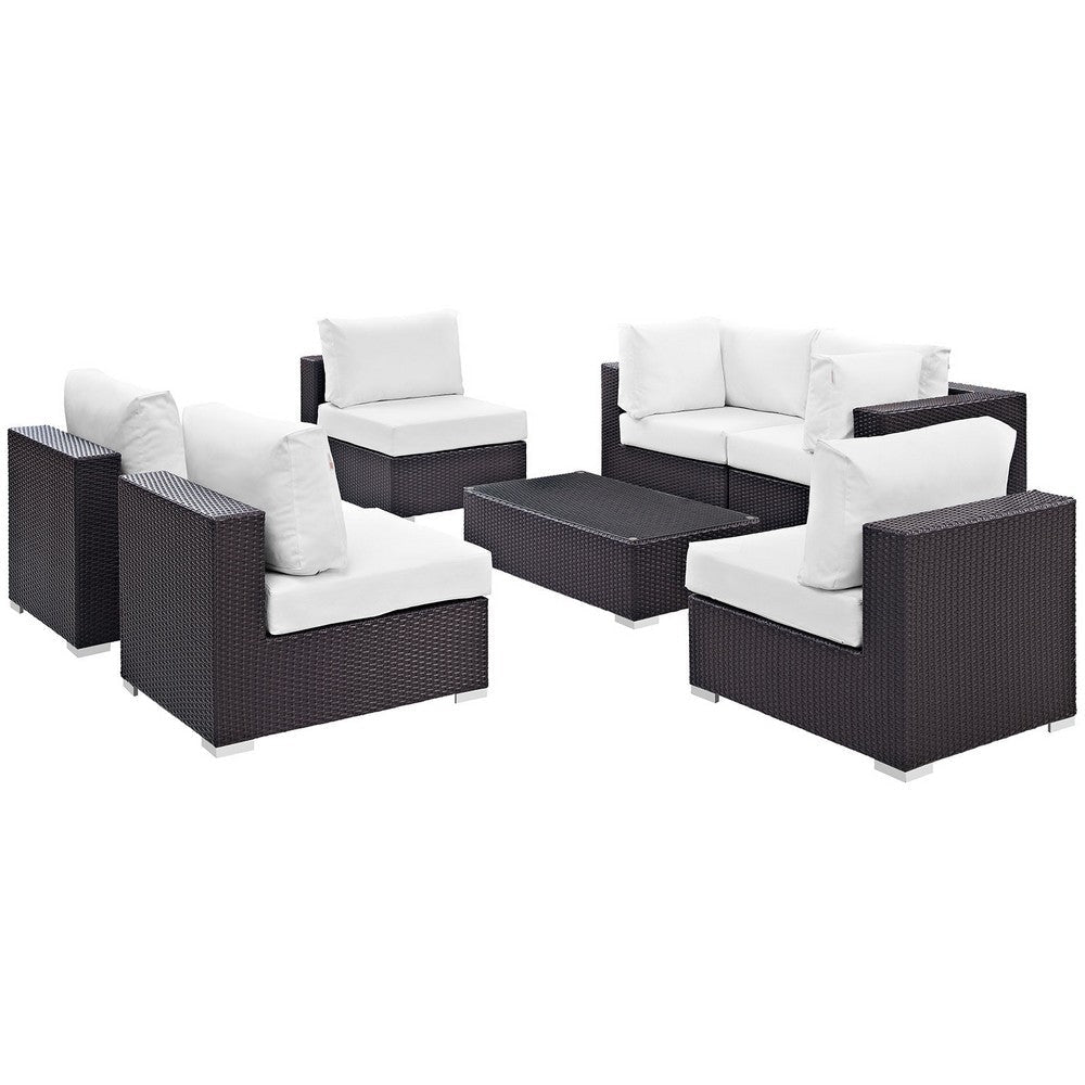 Modway Convene 7-Piece Outdoor Patio Sectional Set in Espresso White MDY-EEI-2164-EXP-WHI-SET