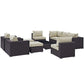 Modway Convene Collection 10-Piece Outdoor Patio Sectional Set in Espresso Beige