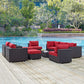 Convene 10 Piece Outdoor Patio Sectional Set MDY-EEI-2169-EXP-RED-SET