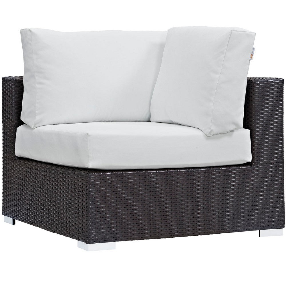 Modway Convene Wicker Rattan 10-Piece Outdoor Patio Sectional Sofa Furniture Set in Espresso White MDY-EEI-2169-EXP-WHI-SET