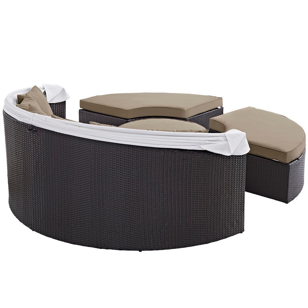 Convene Outdoor Patio Wicker Rattan Canopy Sectional Daybed by Modway| Espresso Mocha