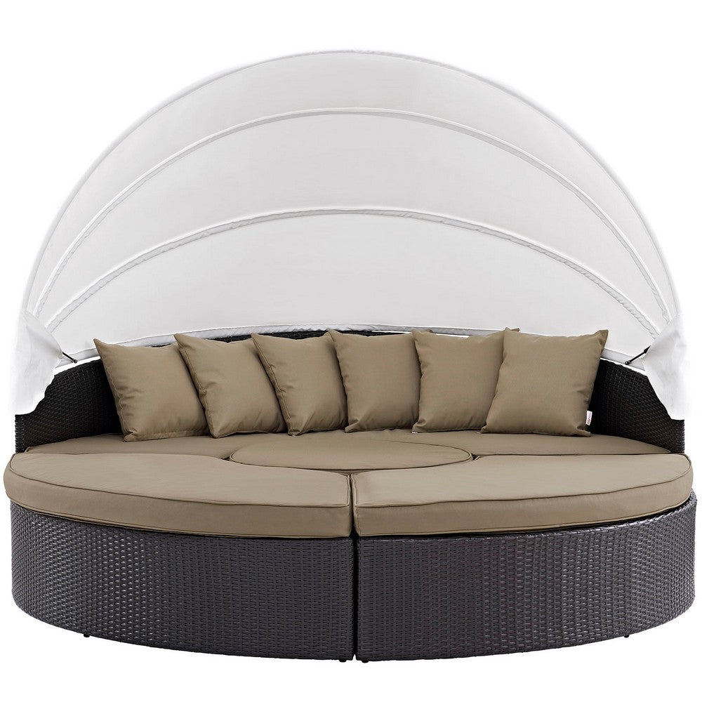 Convene Outdoor Patio Wicker Rattan Canopy Sectional Daybed by Modway| Espresso Mocha
