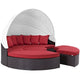 Convene Outdoor Patio Wicker Rattan Canopy Sectional Daybed by Modway| Espresso Red