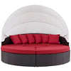 Convene Outdoor Patio Wicker Rattan Canopy Sectional Daybed by Modway| Espresso Red