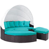Convene Outdoor Patio Wicker Rattan Canopy Sectional Daybed by Modway| Espresso Turquoise