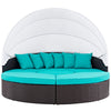 Convene Outdoor Patio Wicker Rattan Canopy Sectional Daybed by Modway| Espresso Turquoise