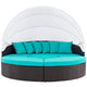 Convene Outdoor Patio Wicker Rattan Canopy Sectional Daybed by Modway| Espresso Turquoise