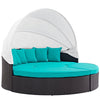 Convene Outdoor Patio Wicker Rattan Canopy Sectional Daybed by Modway| Espresso Turquoise
