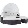 Convene Outdoor Patio Wicker Rattan Canopy Sectional Daybed by Modway| Espresso White