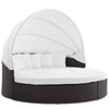 Convene Outdoor Patio Wicker Rattan Canopy Sectional Daybed by Modway| Espresso White