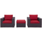 Modway Convene Wicker Rattan 3-Piece Outdoor Patio Furniture Set in Espresso Red MDY-EEI-2174-EXP-RED-SET