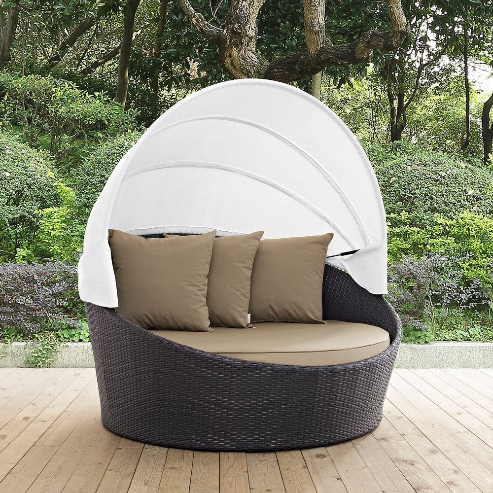 Convene Canopy Outdoor Patio Daybed by Modway| Espresso Mocha