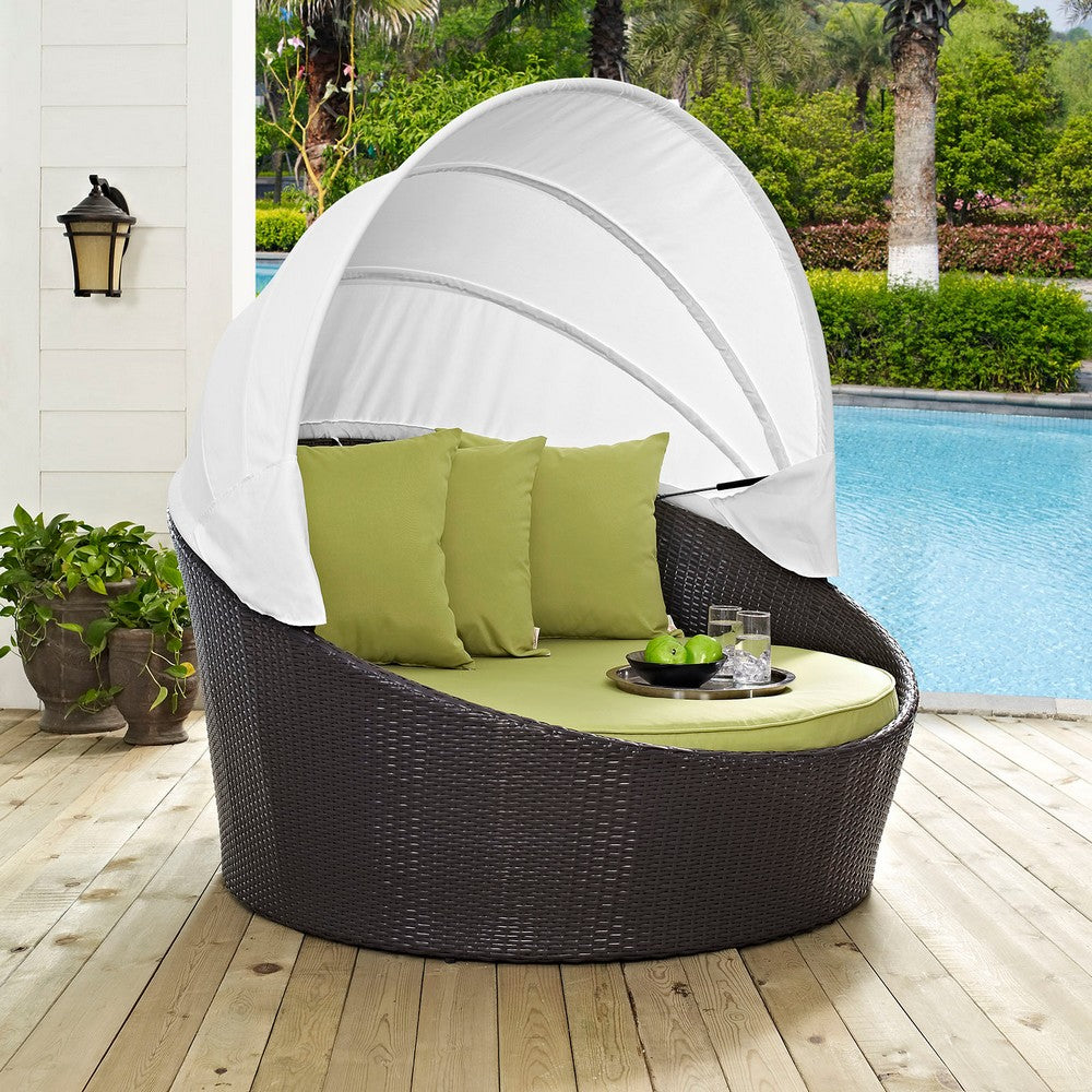 Convene Canopy Outdoor Patio Daybed by Modway| Espresso Peridot