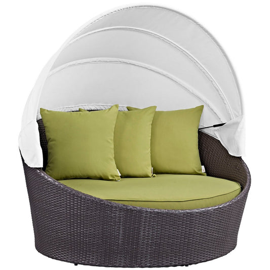 Convene Canopy Outdoor Patio Daybed by Modway| Espresso Peridot