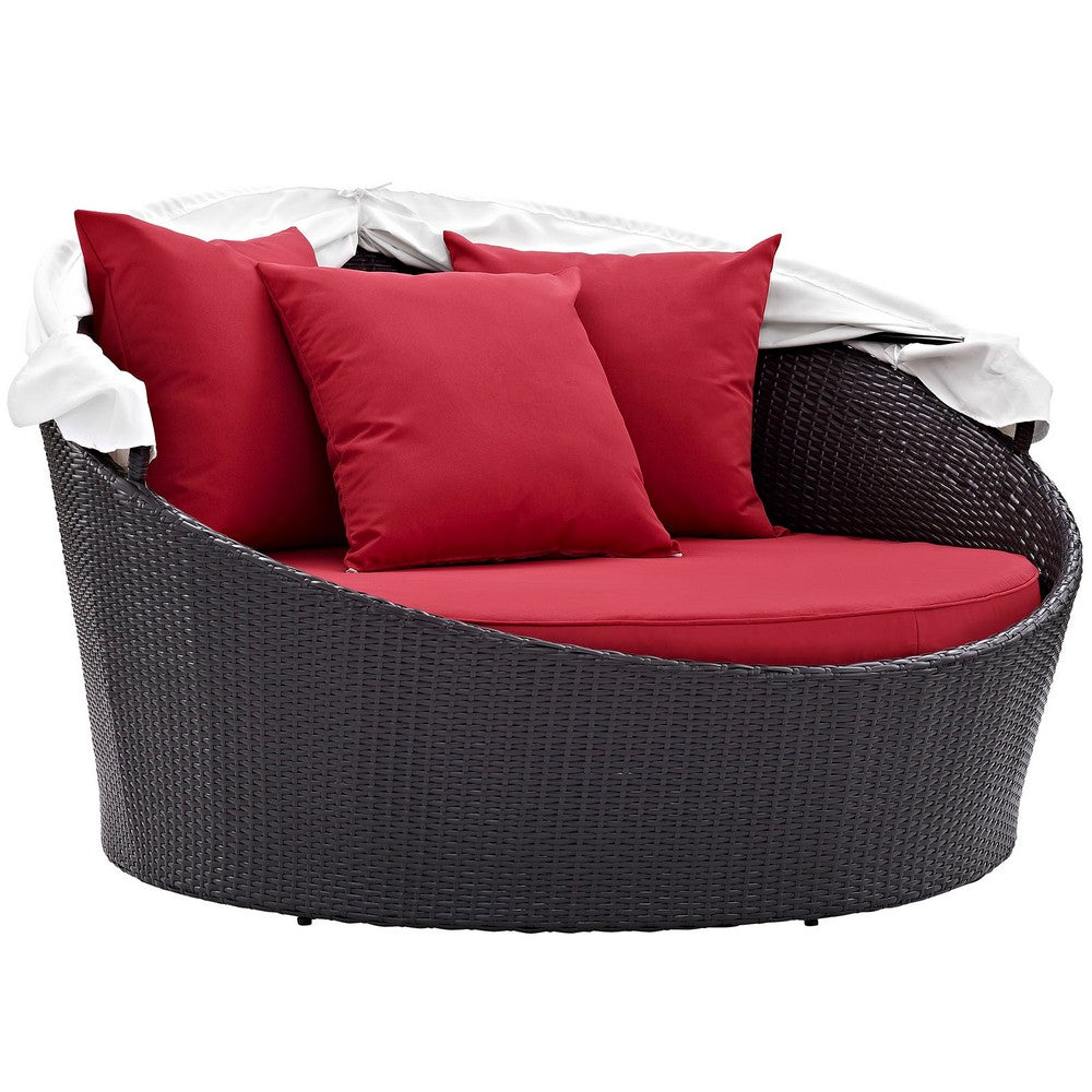 Convene Canopy Outdoor Patio Daybed by Modway| Espresso Red