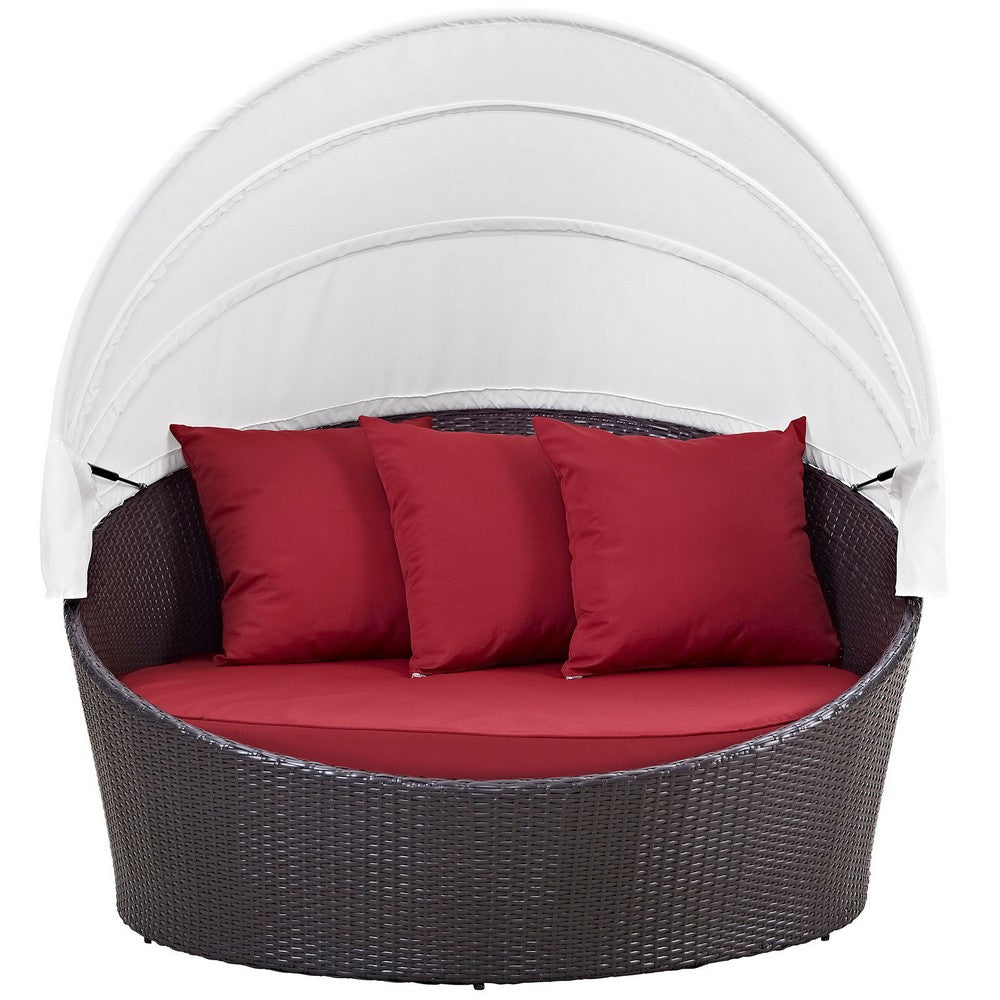 Convene Canopy Outdoor Patio Daybed by Modway| Espresso Red