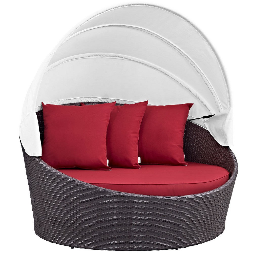 Convene Canopy Outdoor Patio Daybed by Modway| Espresso Red