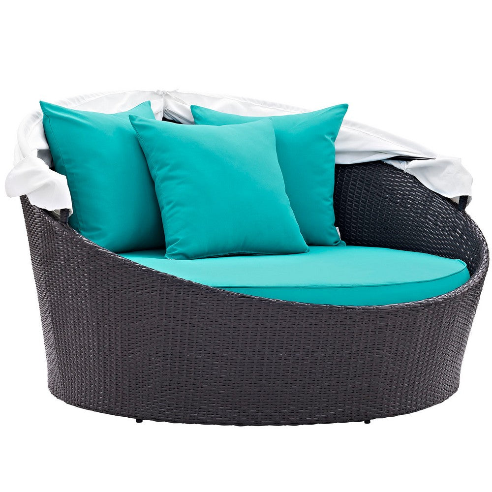 Convene Canopy Outdoor Patio Daybed by Modway| Espresso Turquoise