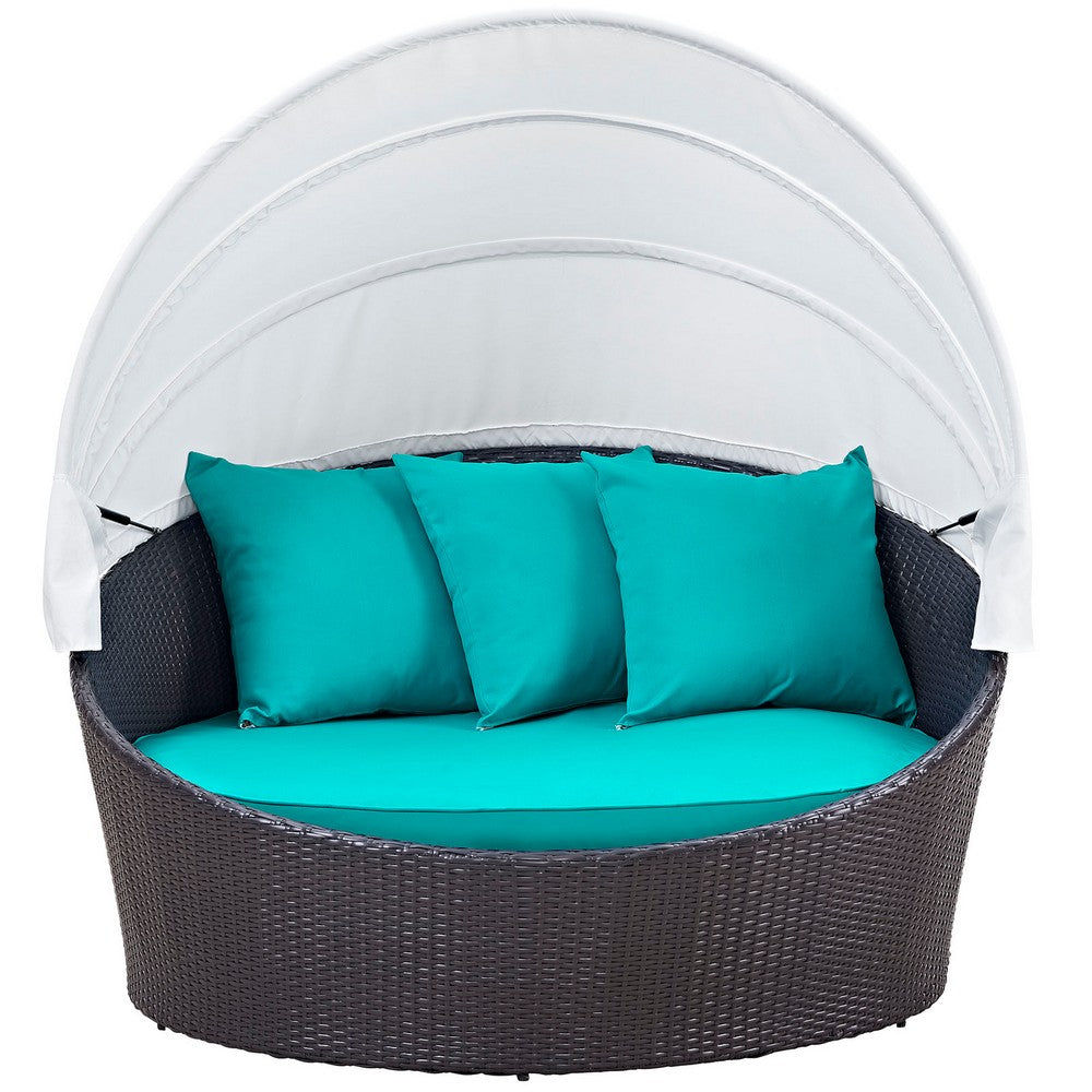 Convene Canopy Outdoor Patio Daybed by Modway| Espresso Turquoise