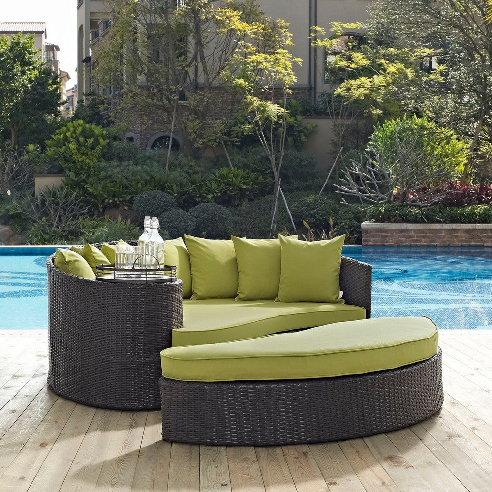 Convene Outdoor Patio Daybed by Modway| Espresso Peridot